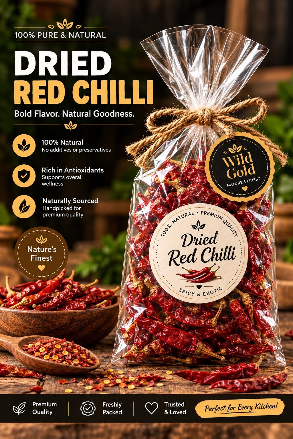 Wild Gold Premium Dried Red Chilli – 100% Pure & Natural
