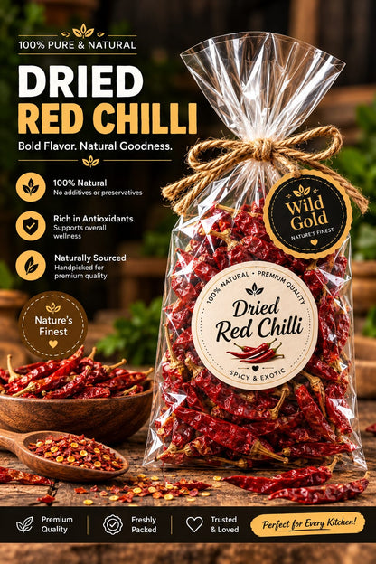 Wild Gold Premium Dried Red Chilli – 100% Pure & Natural